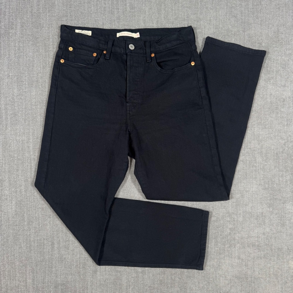 Levi's Premium Wedgie Straight Jeans Womens 28x28 Black Button Fly High Rise